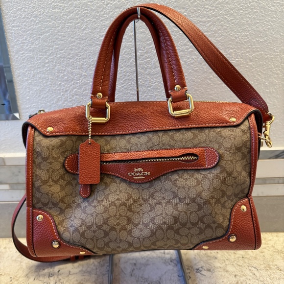 Women's Coach Millie Satchel in Signature Colorblock Canvas Khaki terracotta - Picture 16 of 16